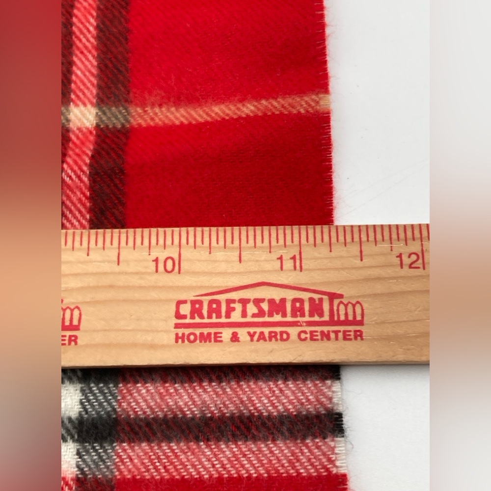 Cashmink Scarf V Fraas Red Plaid Pattern Acrylic with Fringe Soft NEW - Picture 6 of 6